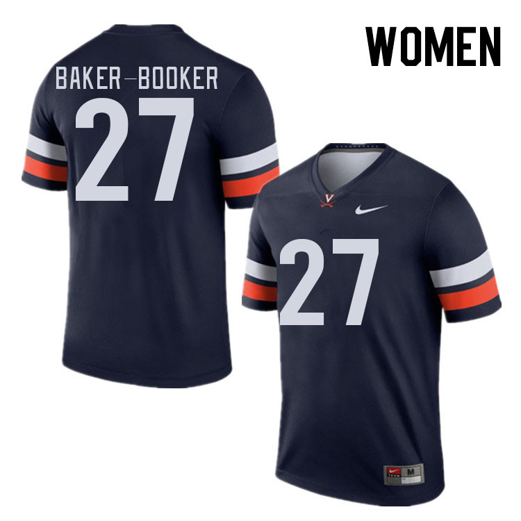 Women #27 Trent Baker-Booker Virginia Cavaliers College Football Jerseys Stitched Sale-Navy - Click Image to Close